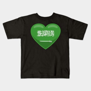 Saudi Arabia Flag Heart Kids T-Shirt